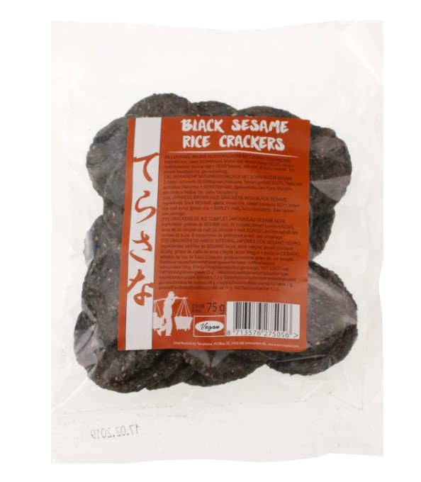 Brown Rice Crackers with Black Sesame, 75g