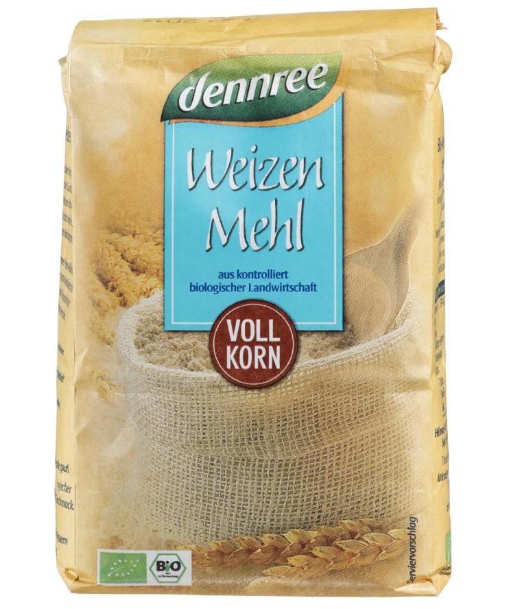 Dennree, Whole Wheat Flour, 1Kg