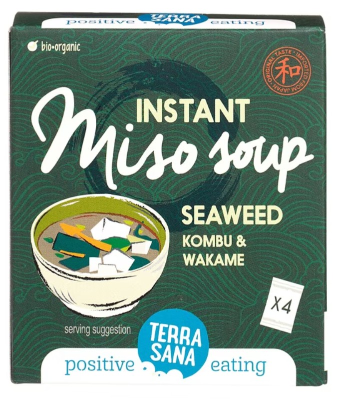 Terrasana, Instant Miso Soup with Seaweed (Kombu & Wakame), 40g