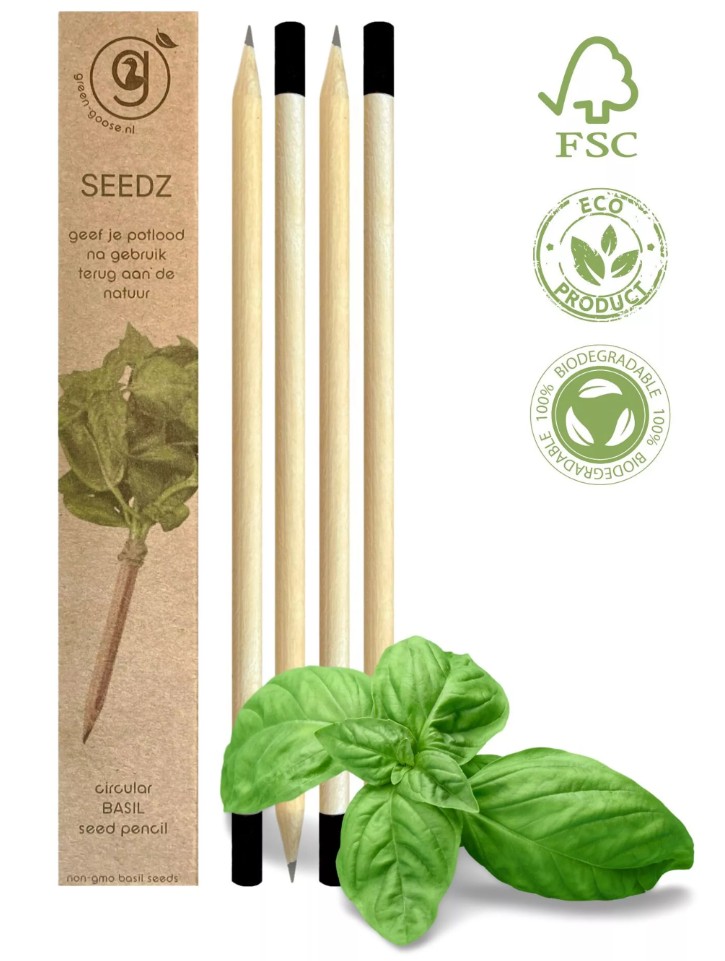 Seedz Flower Pencil Set of 4 - Basil