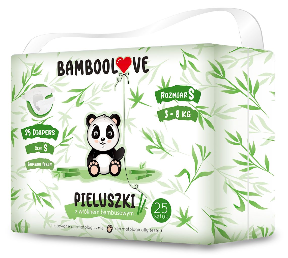 Bamboo Diapers Size S (3 - 8kg), 25pcs