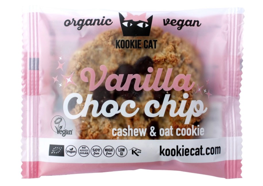 Kookie Cat, 2 x Cashew Oat Cookie Vanilla & Choc Chip, 50g