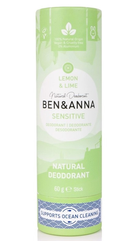 Ben&Anna, Lemon and Lime Sensitive Deodorant Stick, 60g