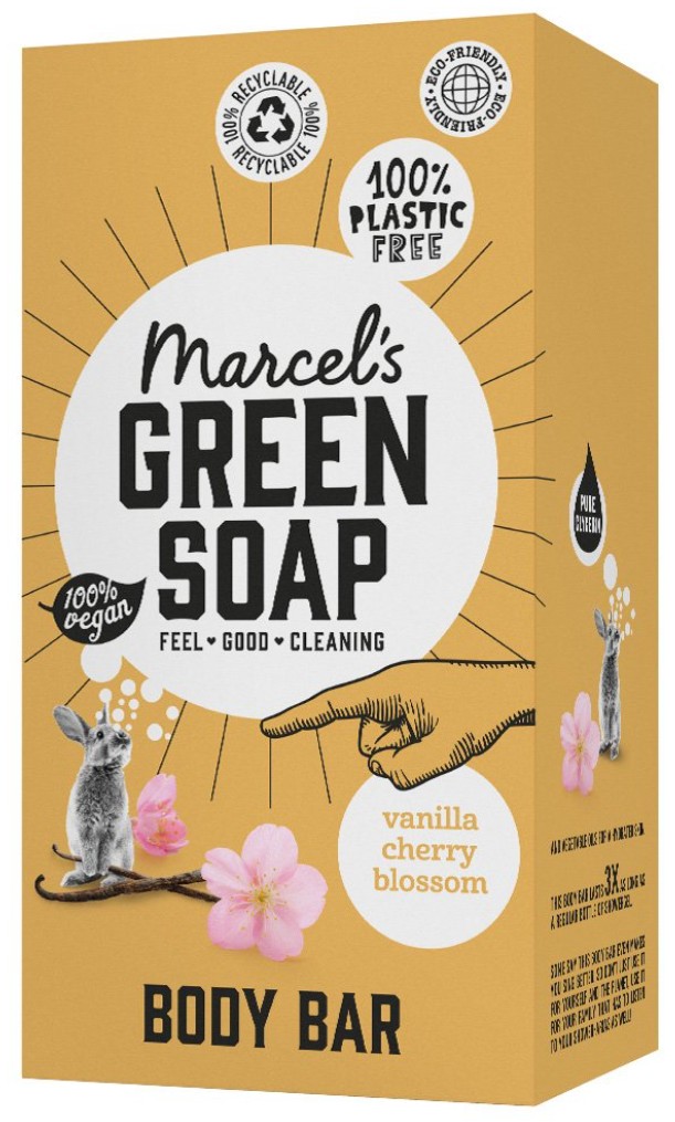 Marcel’s Green Soap, Body Bar Vanilla & Cherry Blossom, 150gr