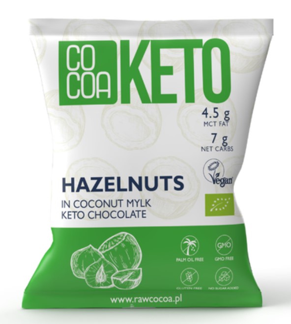 Cocoa, Hazelnuts in Coconut Mylk Keto Chocolate, 70g