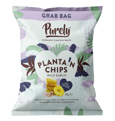 Purely, Plantain Chips Wild Garlic, 28g