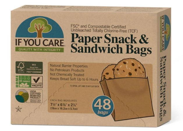 If You Care, Compostable Paper Sandwich Bags, 48pcs