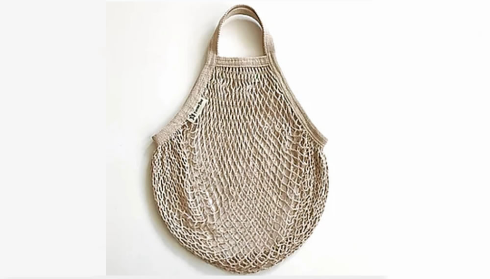 Short Handle Organic Cotton String Bag - Mushroom