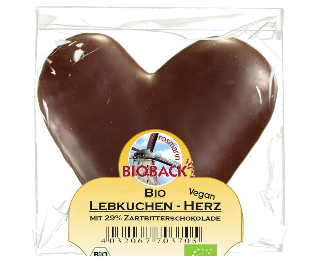 Rosmarin Bioback, Gingerbread Heart with Dark Chocolate 29%, 42g