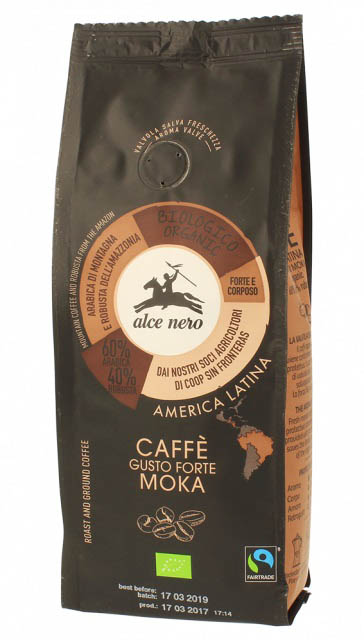 Alce Nero, Ground Coffee Arabica & Robusta Strong Fair Trade, 250g
