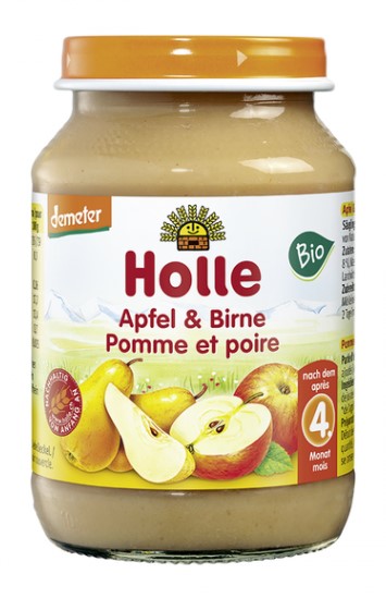 Holle, Apple and Pear Fruit Puree 4m+, 190g