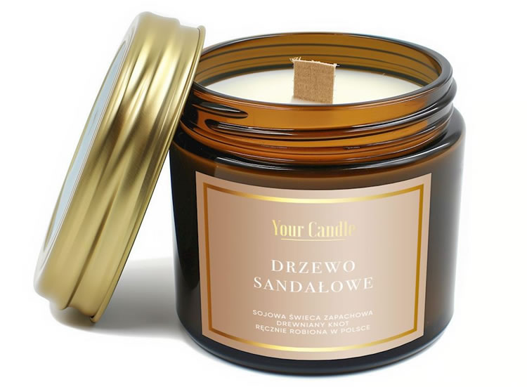 Your Candle, Scented Soy Candle with Wooden Wick Sandalwood, 120ml