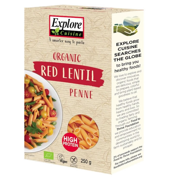 Explore Cuisine, Red Lentil Penne, 250g