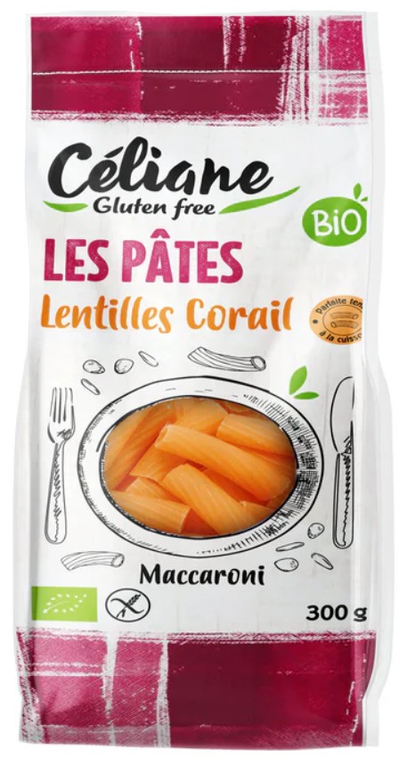 Celiane, Macaroni with Red Lentils, 300g