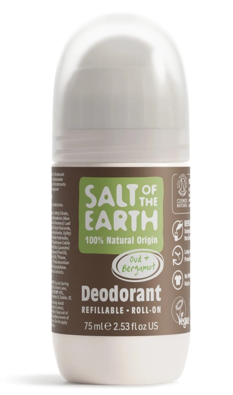 Salt of the Earth, Oud & Bergamot Natural Refillable Roll-On Deodorant