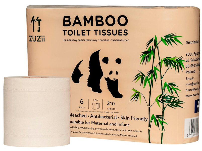 Zuzii, Bamboo Toilet Paper, 6 Rolls