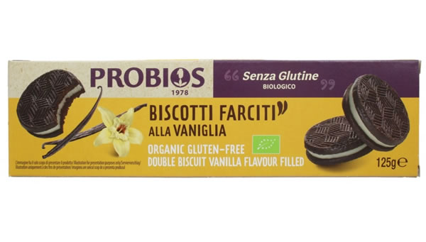 Probios, Vanilla Cream Filled Cookies, 125g