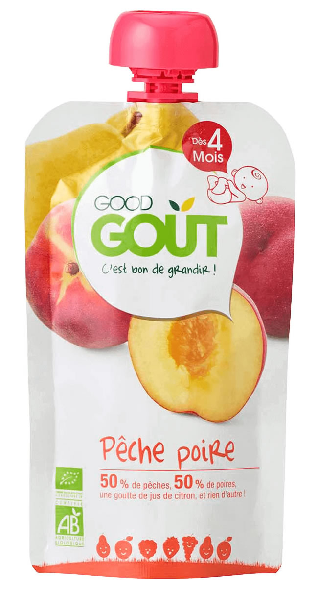 Good Gout, Pear & Peach Fruit Puree 4m+, 120g