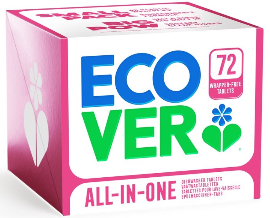 Ecover, All in One Dishwasher Tablets - Wrapper-Free, 72pcs