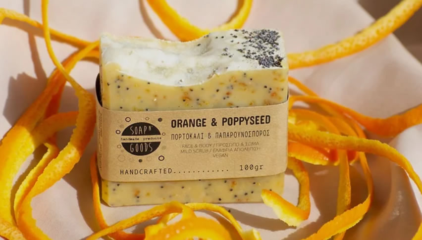 Soap n' Goods, Exfoliating Soap - Orange & Poppyseed, 100g