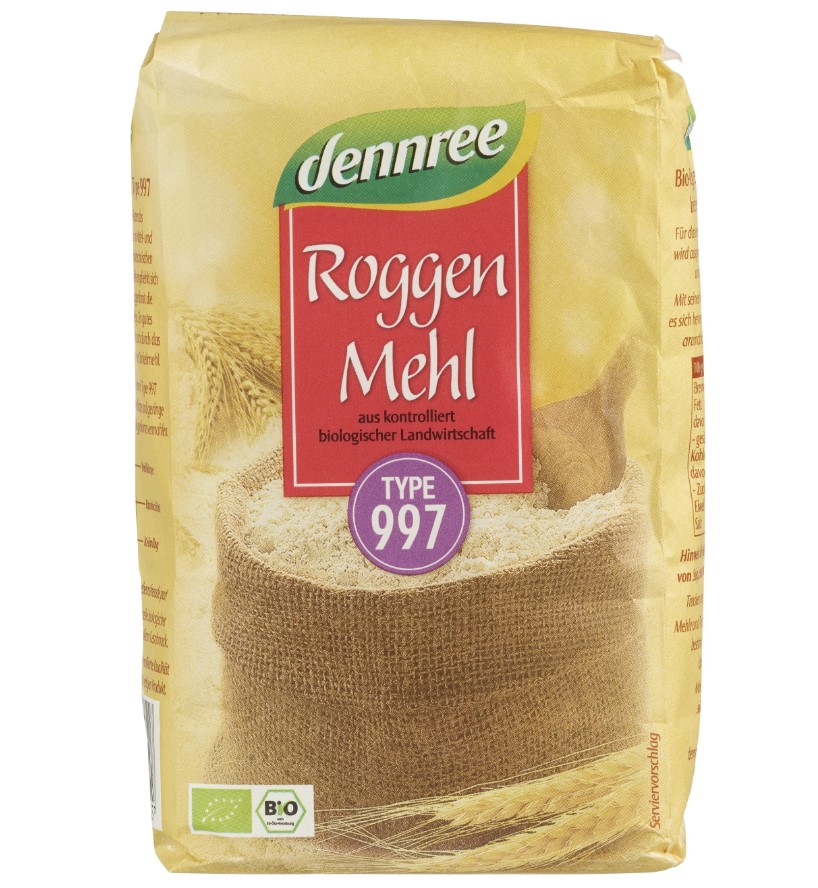 Dennree, Rye Flour Type 997, 1kg