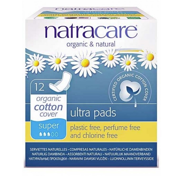 Natracare, Ultra Pads Super with Wings, 12pcs