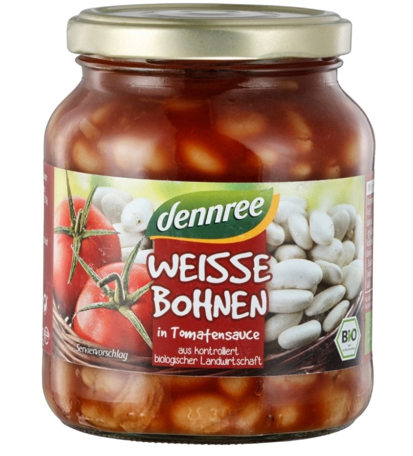 Dennree, White Beans in Tomato Sauce, 350g