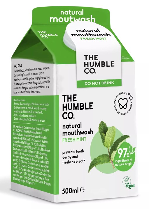 The Humble Co, Natural Mouthwash - Fresh Mint, 500ml