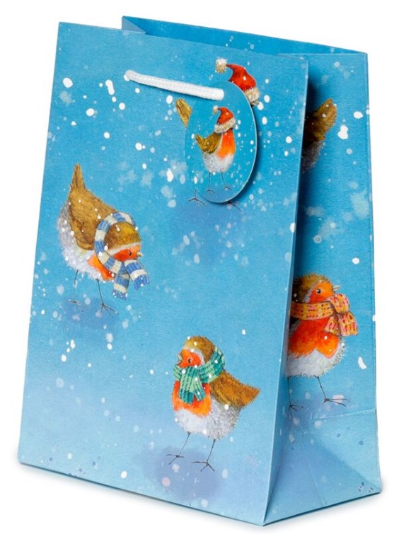 Jan Pashley Christmas Robin Gift Bag Medium