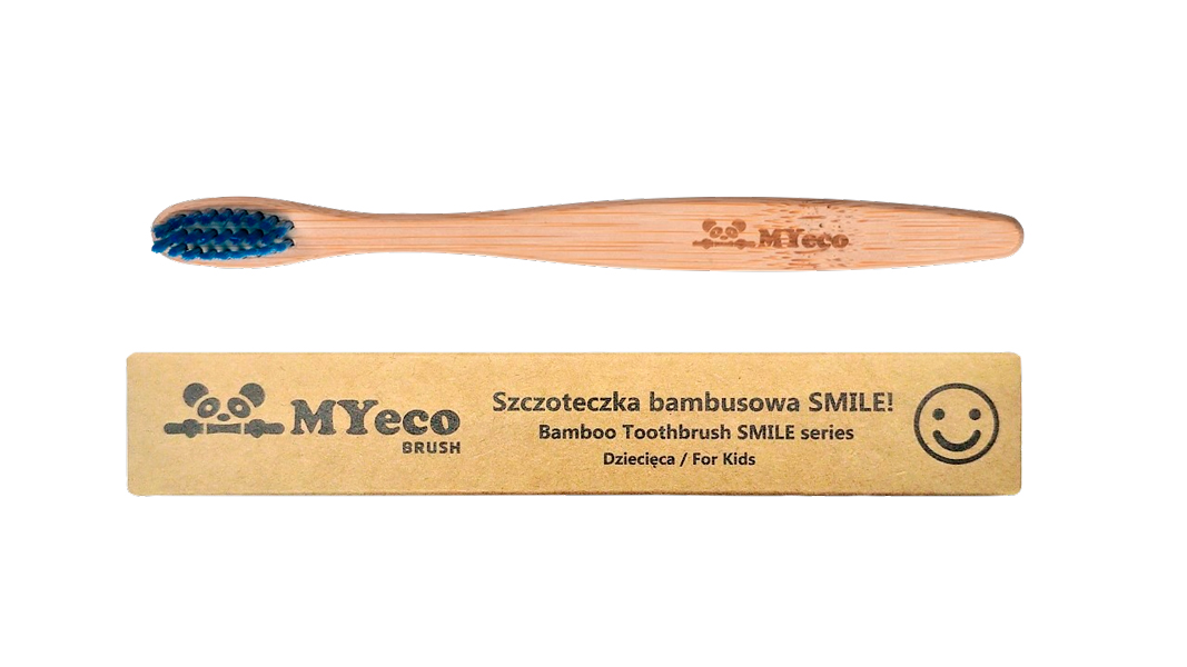 Myecobrush, Bamboo Toothbrush Smile Series for Kids Blue