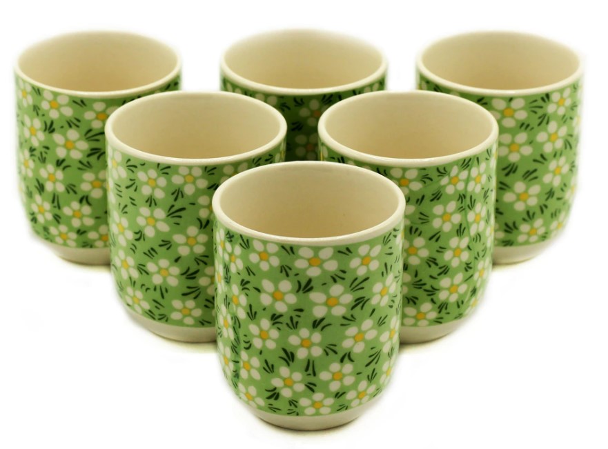 SP Eco, Set of 6 Herbal Tea Cups - Green Daisey