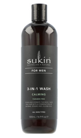 Sukin, 3-in-1 Calming Body Wash for Men, 500ml