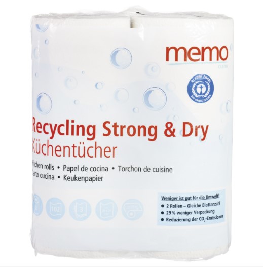 Recycling Strong and Dry Kitchen Rolls 3-ply, 2pc
