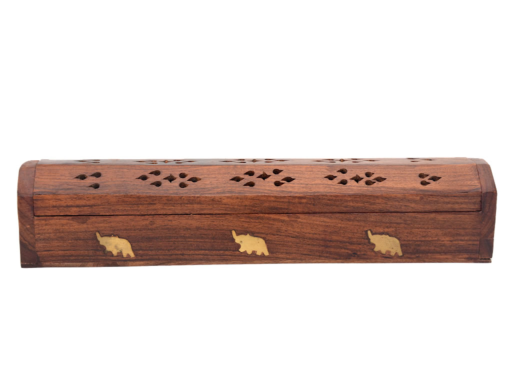 Sattva, Wooden Box for Insense Sticks with Elephant Design