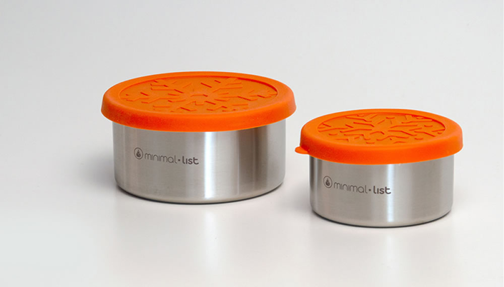 Minimal List, Set of 2 Stainless Steel Round Containers, 220ml & 400ml