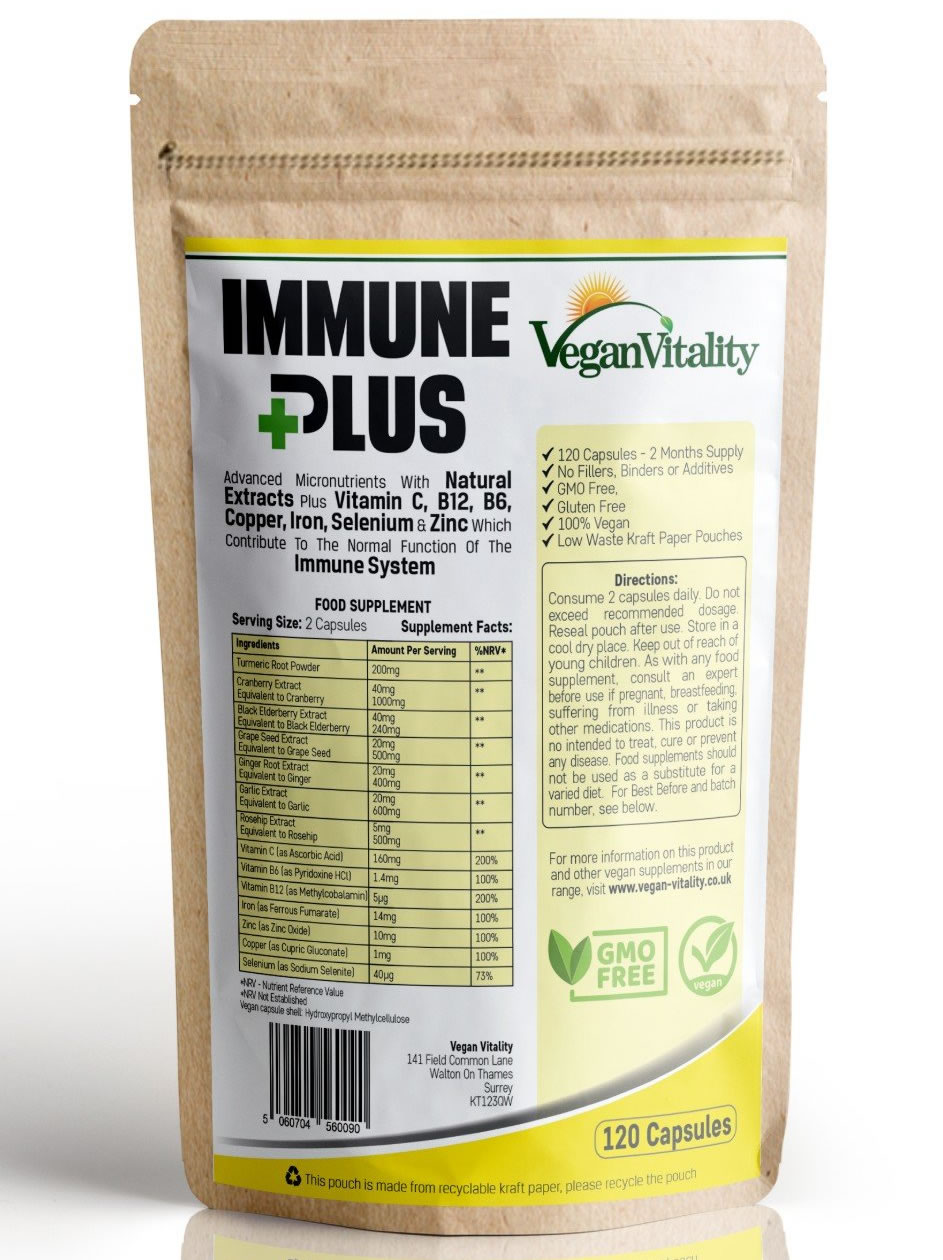 Vegan Vitality, Immune Plus - Vitamins For Immune System