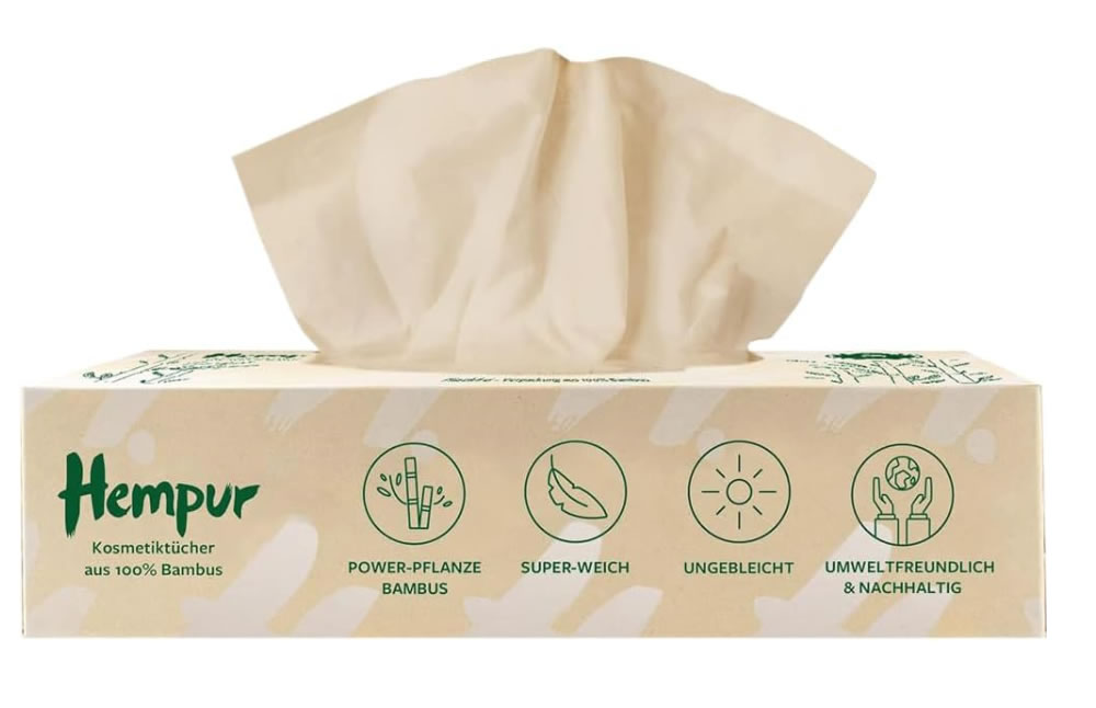 Hempur, Cosmetic Tissues - Pack of 70 Sustainable Tissues - 3-Ply
