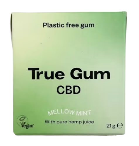 True Gum, CBD Mellow Mint with Pure Hemp Juice - Plastic Free Gum, 21g