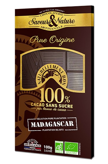 Saveurs, Dark Chocolate Madagascar 100% Cocoa, 100g