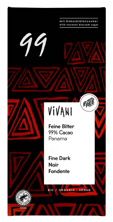 Vivani, Dark Chocolate 99% Cacao, 80g