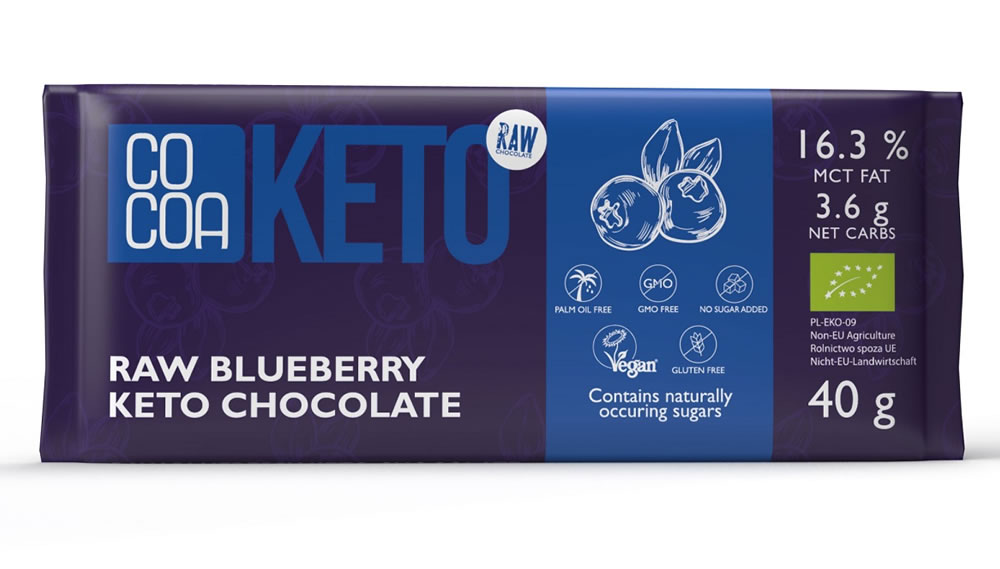 Cocoa, Dark Keto Chocolate with Blueberries, 40g
