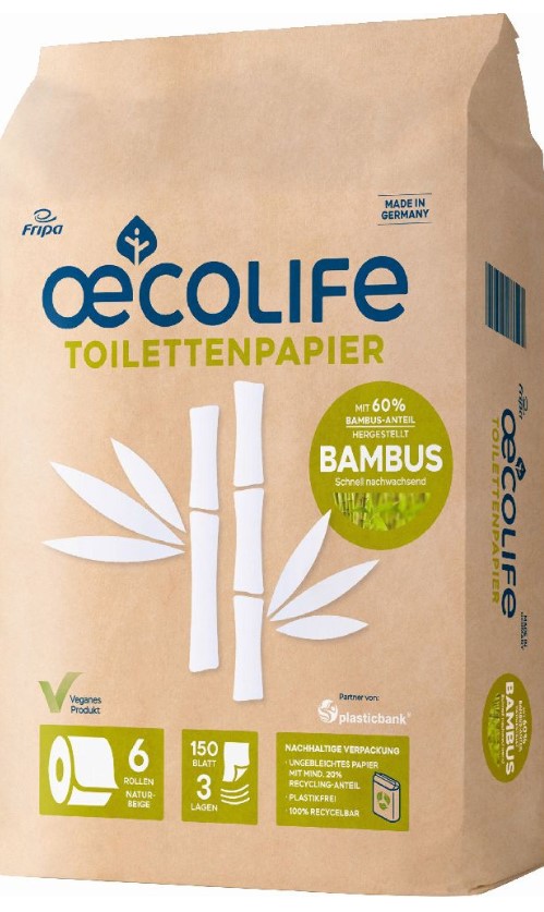 Bamboo Toilet Paper 3-ply, 6x150 sheets