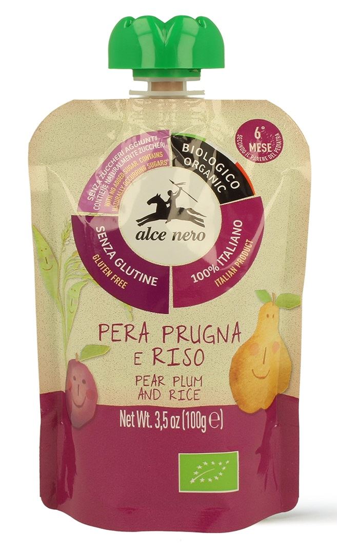 Alce Nero, Pear & Plum Mousse with Rice, 100g