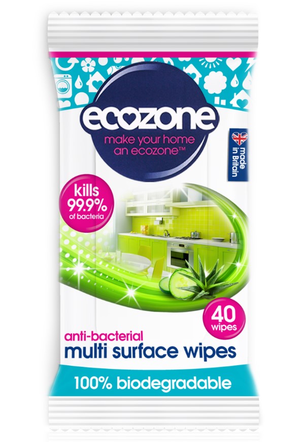 EcoZone, Multi-Surface Wipes Anti-Bacterial, 40pc