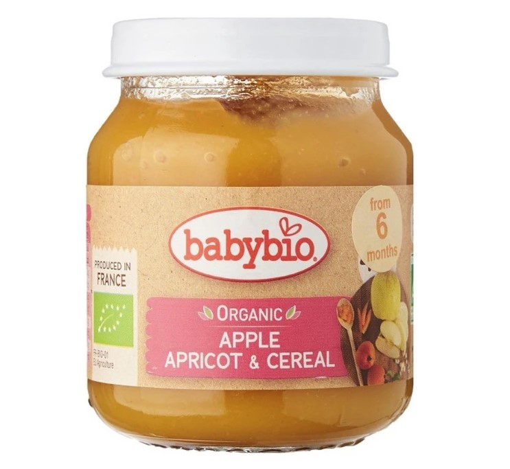 Babybio, Apple & Apricot Cereal Jar 6m+, 130g
