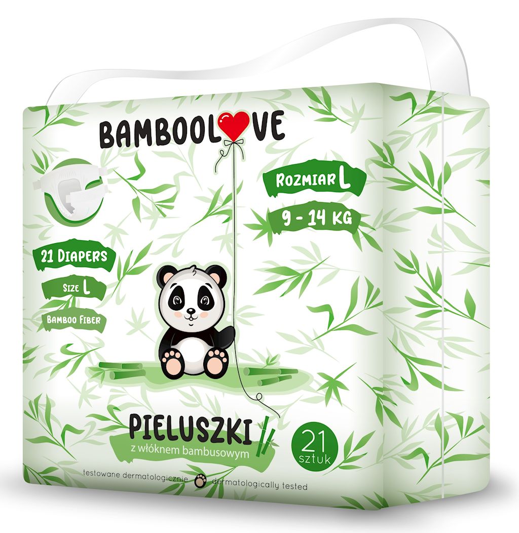 Bamboo Diapers Size L (9 - 14kg), 21pcs