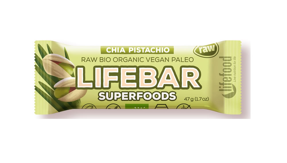 Lifebar, Dates, Nuts, Chia seeds and Barley Grass Bar, 47g