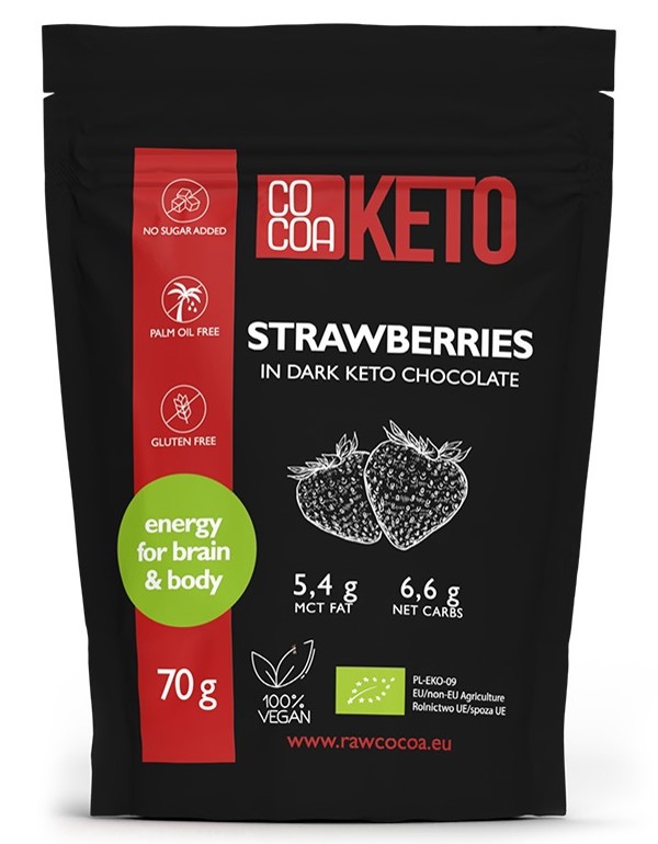 Cocoa, Strawberries in Dark Keto Chocolate, 70g
