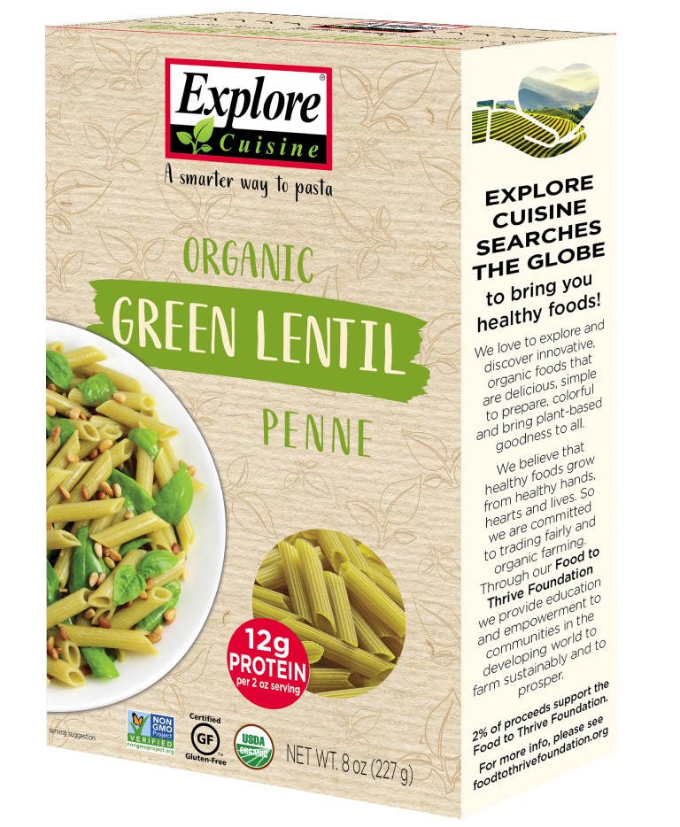 Explore Cuisine, Green Lentil Penne, 250g