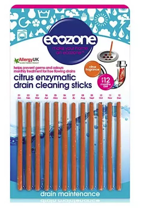 EcoZone, Citrus Enzymatic Drain Cleaning Sticks, 12pcs